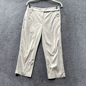 Talbots Crop Trouser Pants‎ 8 Beige Mid Rise Straight Cotton Blend Office Casual